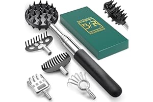 VOMEP Telescoping Back Scratcher with 5Pcs Detachable Scratching Heads, Birthday Valentines Gifts for Him Men Dad Back Scratcher for Men/Women