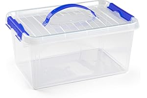 PLASTICFORTE Plastic Forte - Scatola con Manico No22, 34 x 22,5 x 15,5 cm, 8 Litri, Chiusura a Pressione, Multicolore, Taglia Unica