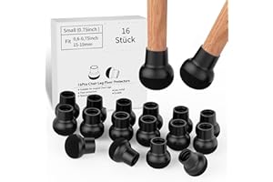 HIQIKU 16 Stück Stuhlbeinkappen Rund, Schwarz Stuhlbeinschoner - Silikon Schutzkappen für Stuhlbeine mit Dicker Filzpolstern zum Schutz von Böden – Verhindern Sie Geräusche und Kratzer(S:15-19mm)