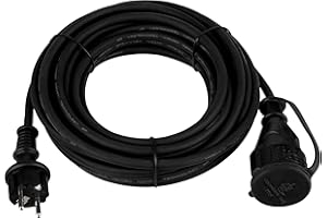 REV 0065109 przedłużacz, kabel przedłużający do użytku na zewnątrz, wodoodporny, 10 m, 3680 W, czarny