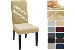XINEAGE Fundas para Sillas Pack de 4 Fundas sillas Comedor Fundas elásticas, Funda Protectora extraíble para Muebles de Comedor, Hotel, Cocina (Beige)