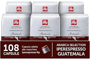 illy, Caffè in Capsule Iperespresso Arabica Selection Guatemala, 100% Arabica con Note di Cioccolato, Gusto Amaro e Intenso, 6 Confezioni da 18 (108 Capsule Totali)