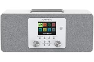 Grundig DTR 6100 2.1 DAB+ Web W All-In-One radio internetowe i cyfrowe, FM, 2.1 radio z subwooferem, 28 W RMS, USB, Spotify Connect, funkcja alarmu, automatyka zasypiania, kolorowy wyświetlacz, biały