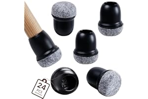 RCHYFEED Lot de 24 capuchons de protection en silicone pour pieds de chaise avec patins en feutre pour protéger les sols en bois dur contre les rayures, 1,9 cm