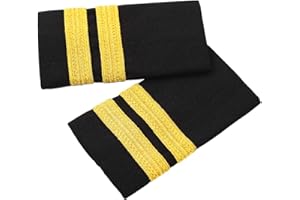 FEESHOW Paire de Galons pour épaulettes d'agents de sécurité de l'hôtel et de la communauté | Officier Pilote de Ligne | Co Pilote | Or Fond Marine