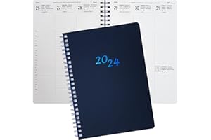 Agenda 2024 SETTIMANALE Purepaper - 12 Mesi Gennaio Dicembre - 16x21 formato medio A5 - rilegatura a SPIRALE - Made in Italy legatoria artigianale