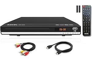 Roxel RDP-S500 Lecteur DVD avec câble HDMI pour TV, lecteur DVD multi-régions avec port USB, télécommande, lecteur CD avec HDMI Full HD et port RCA