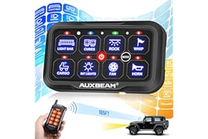 AUXBEAM 8 Gang Switch Panel with Remote Control Range Up to 165FT RC-800 (RA84) Toggle Momentary Pulsed Multifunction 12V Switch Panel Built in Solid State Relay Switch Panel for Car Boat Truck RV