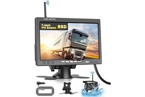 Ohradio Kit Telecamera di Retromarcia Wireless con Schermo IPS da 7 Pollici, Anti-interferenza, Visione Notturna IR Impermeabile IP68, con 1 Telecamera, con BSD, 12-36V