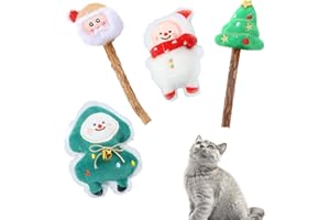 SilverChry Natale Giocattoli Catnip Naturali, Giocattolo Catnip, Accessori Gatto, Dental Toy Cats Lollipops, Bastoncino da Masticare per Gatti, Giochi Gatto Interattivi, Gioco Gatti, Peluche Gatti