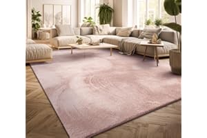 TT Home Large Rug Short Pile Monochrome Modern Design Washable, colour: Rose, Size:140x200 cm