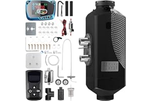 1inchome 2KW / 5KW / 8KW Riscaldatore ad Aria Diesel 12V Riscaldatore di parcheggio per Camion per Barche per Auto con Interruttore LCD (Fibra di Carbonio Nero, 2KW Nuovo Telecomando)