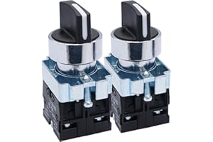 Taiss 2 pièces 2NO Interrupteur Sélecteur à Verrouillage Commutateur Rotatif à 3 positions 22mm 440V 10A HB2-BD33