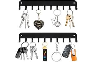 Yoanxong 2 Pack Key Holder Wall Mount, 10 Hooks Car Key Holder for Wall, No Drilling Required, Key Hooks Adhesive, Keys Holder on Wall, Key Rack Wall Mount for Entryway, Living Room, Hallway (Black)