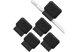 FINTIE Paquete de 4 Pegatinas con Material Adhesivo Banda Elástica Compatible con Apple Pencil (2.ª/1.ª Generación) Pegar en Funda o Cuaderno, Negro