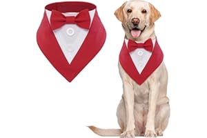MHaustlie Bandana Collar, Formal Tuxedo Bandana Collar Pet Bowtie Collar Adjustable with Bow Tie & Neck Tie Adjustable Neckerchief for Small Medium Large Dogs Wedding