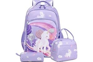 Kimwadalh Mochilas Unicornio Mochila Infantiles Niñas Set de Mochila Escolar Primaria Niñas Bolsa de Escolar para Niños Mochilas Unicornio para Niñas