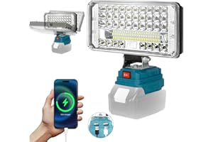 LIEBERWELL Lampada a Batteria per Makita 18V, 90W 7500LM Faro da lavoro a LED, Faretto LED Portatile da 7 Pollici con 2 Porte di Ricarica USB per Riparazione Auto, Emergenza, Campeggio (Senza Batteria)