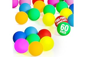 Aonuily 60 Pack Ping Pong Balls, 40mm Color Table Tennis Ball Not for Professional Athletes Plastic Cheaper Ideal for Cat Dog Art Craft Party School Learning Activities Family Games
