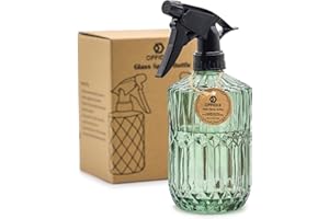 OFFIDIX Plant Mister, Handheld Pressure Fine Mist Spray Bottle 0.43L Glass Spray Bottle with Adjustable Nozzle for Indoor and Outdoor Gardening or Home Cleaning(Light Green)