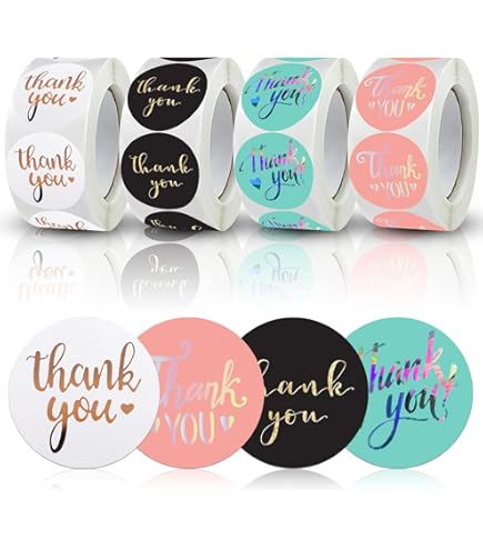 1000 stuks bedankstickers, 2,5 cm/1 inch bedankt voor het ondersteunen