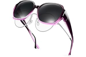 URUMQI Over Glasses Sunglasses Womens, Trendy Round Cat Eye Sun Shades Cover, Polarised UV400 Protection TAC Lens