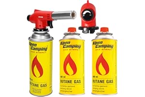 REXXER HEAVY DUTY TOOLS REXXER | 1300 Watt Gasbrenner | Kein Netzanschluss | Flammentemperatur 1350 Grad Celsius | Sicherheit | Leistung | Gestanzte Kartuschen | Piezozündung | Flammensteuerung | 3 Gaskartuschen inklusive.