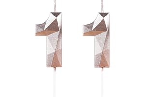 Yiran Candele di compleanno, Candele con numeri da 5cm, Candela numero 11, Candele in oro rosa, Candele di compleanno per torta, Candele per torte, decorazioni per feste (Numero 11)