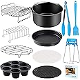 YINGRACE 8in Heißluftfritteuse Zubehör, 12 Stk Zubehörset fur Airfryer fritte usen fur Ninja 5,2L, Tefal EY4018/EY401D 4,2L, 