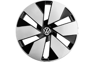 Volkswagen 10A071458BWZG navkapslar (4 stycken) navkapslar, 18 tums stålfälgar, hjulskydd tvåfärgade, svart