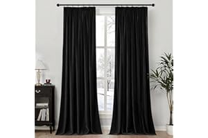 MIULEE Tende Velluto con Fettuccia Arricciatenda 2 Pezzi Altezza 280 CM, Morbidissime e Belle Tenda Velluto per Camera da Letto Soggiorno, Tende Velluto Nero Interni Finestra Oscurante Termica