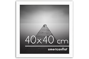 Americanflat Marco de Fotos Blanco 40x40 cm - Marco Fotos Madera con Plexiglás y Ganchos para Colgar - Exposición Marco Cuadrado