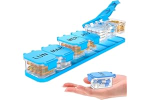 YAKLIM Pilulier Semainier 7 Jours, Pilulier Hebdomadaire 7 Compartiments pour Vitamines, Suppléments et Médicaments, Piluliers Medicaments, Grande Capacité Détachable et Facile à Ouvrir