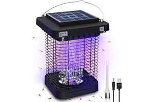 OneAmg Insektenvernichter Elektrisch Solar,365nm UV Insektenvernichter Mückenlampe Mückenfalle Mit LED-Licht 1300V DC Fliegenfalle Insektenfalle Elektrisch für Lnnen Und Außen Wasserdicht IP65