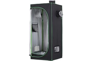 Outsunny Tenda Idroponica in Oxford 600D con 3 Prese d'Aria Regolabili e Finestra, Serra Idroponica per Coltivazione con Foro per Cavi da Interno, 60x60x140 cm, Nero