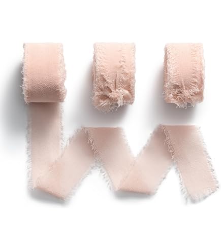 3 Rouleaux De Ruban Mousseline De Soie - 4 Cm X 13,5 M, Franges Déchirées à La Main, Pour Emballage Cadeau Et Déco