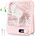 Portable Fan Rechargeable, Battery Operated Fan Portable with 100 Speed Wind Knob, Small Desk Fan Quiet, 180°Tilt Adjustable Personal Fan for Sleeping, Table Fan for Bedroom Office Home Outdoor, Pink