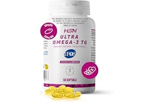 HSN Ultra Omega 3 IFOS 5 Estrellas | 120 Perlas | 350mg de EPA + 250mg DHA | 1000mg Puro Aceite de Pescado en Forma de Triglicéridos Altamente Concentrado | No-GMO, Sin Gluten