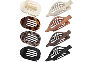JBLJDWD 8Pcs Flat Hair Clips, Flat Hair Claw Clips, Curved Design Hair Clips for Lying, Driving - Matte Strong Hold Hair Claw Clips for Thin, Hair Accessories for Women and Girls