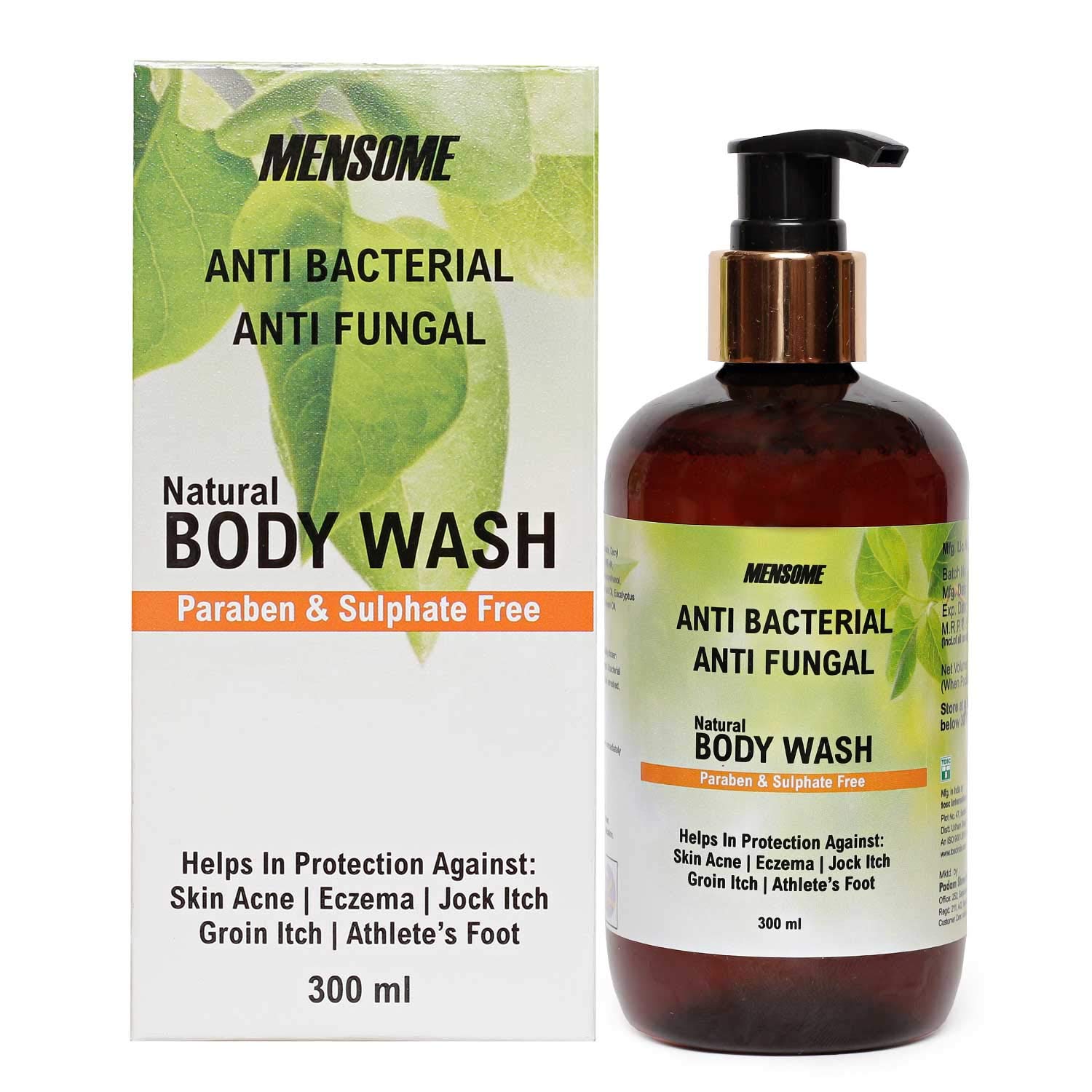 MENSOME Natural Anti Bacterial & Anti Fungal Body Wash Gel, Chemical Free, Men & Women In 300 Ml