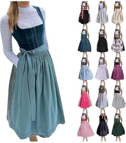 Dirndl Kleid Damen Midi - Trachtenkleid Für Oktoberfest Und Cosplay