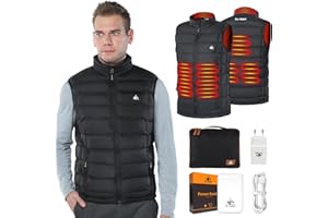 Beheizbare Weste für Herren,Beheizte Weste mit 6 Heizzonen,USB Elektrische Heizweste für Frühling Herbst Winter,Wärmeweste mit Stecker & Powerbank,Heheizte Weste für Outdoor,mit Höhere Heiztemperatur
