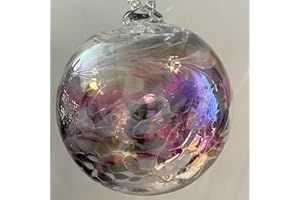 Kula do zawieszenia kolorowa szklana kula ornament fioletowy opalizujący efekt metalu dekoracja okna dmuchane szkło kryształowe średnica ok. 10 cm Oberstdorfer Glashütte