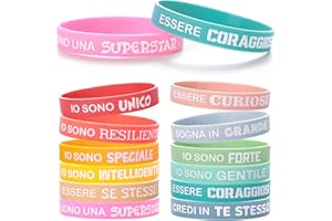 GEBETTER Braccialetti Silicone con Frasi Motivazionali Italiano, Bracciali Colorati Bambini, Gadget Regalini Fine Festa Compleanno Studenti Fine Anno Natale