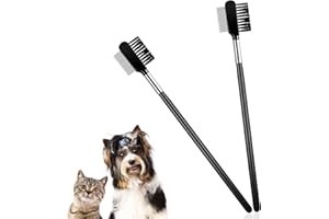 PATELAI 2 Piezas Peines de Lágrimas de Perro Peine de Ojos de Perro Peines Quitamanchas de Lágrimas Peine de Aseo de Ojos de Perro de de Doble Cara para Eliminar Costras y Mocos