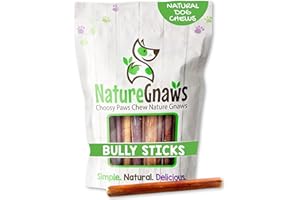 Nature Gnaws Small Bully Sticks for Dogs - Premium Natural Beef Bones - Thin Long Lasting Dog Chew Treats for Light Chewer...