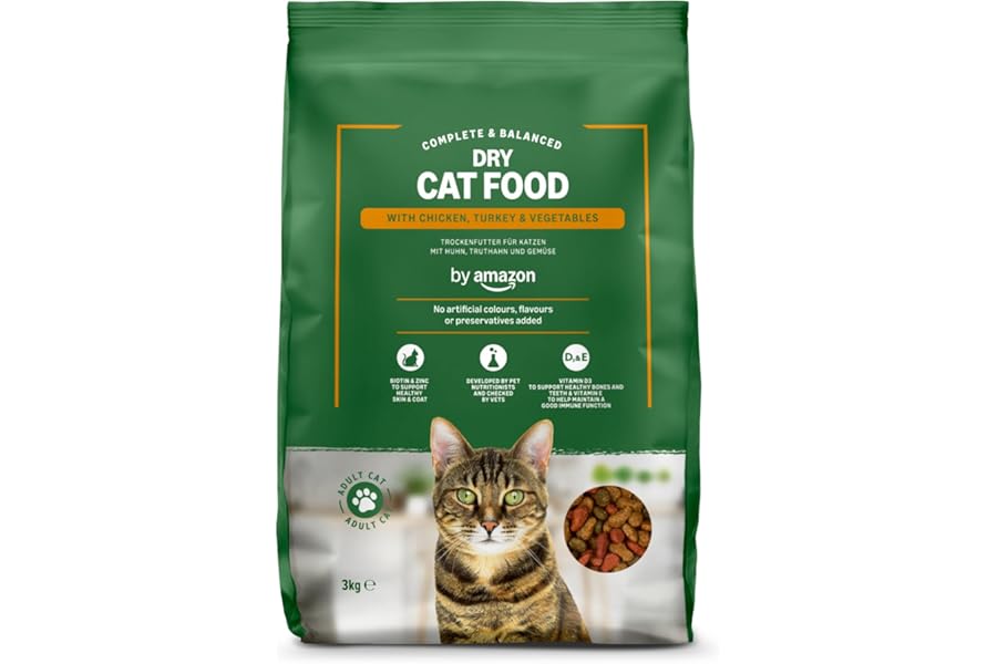 by Amazon - Complete Dry Cat Food with Chicken, Turkey and Vegetables, 1 pack of 3kg