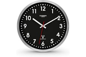 Cander Berlin MNU 3030 S zegar ścienny radiowy bezgłośny 30,5 cm analogowy aluminium bezgłośny czarny zegar radiowy bez tykania