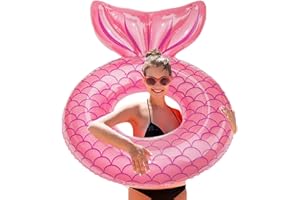 PUKITT Aufblasbare Schwimmring Erwachsene groß, Schwimmreifen in Meerjungfrau-Schwanzform, Transparenter Pool Floating, Dauerhafter Ring, Sommerpool Wasser Strand Party Spielzeug