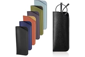 YCLFHOO Leather Glasses Case,6 Pcs Colors Sunglasses Pouch,Portable PU Reading Glasses Bag,Leather Eyeglasses Cases for Women Men Travel